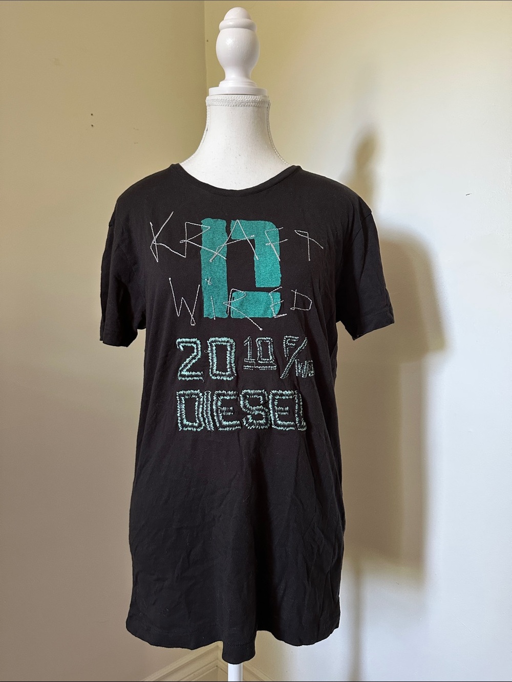 DIESEL 100% Cotton Black Kraft Wired Y2K 2010 F/W Short Sleeve Medium